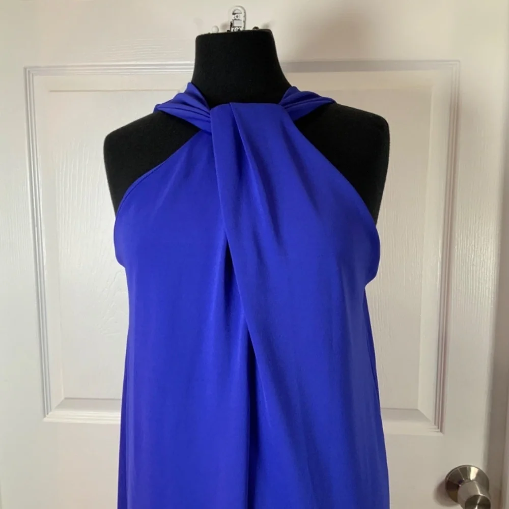 Zara Halter Blue Knotted Cocktail Mini Dress Size Large New